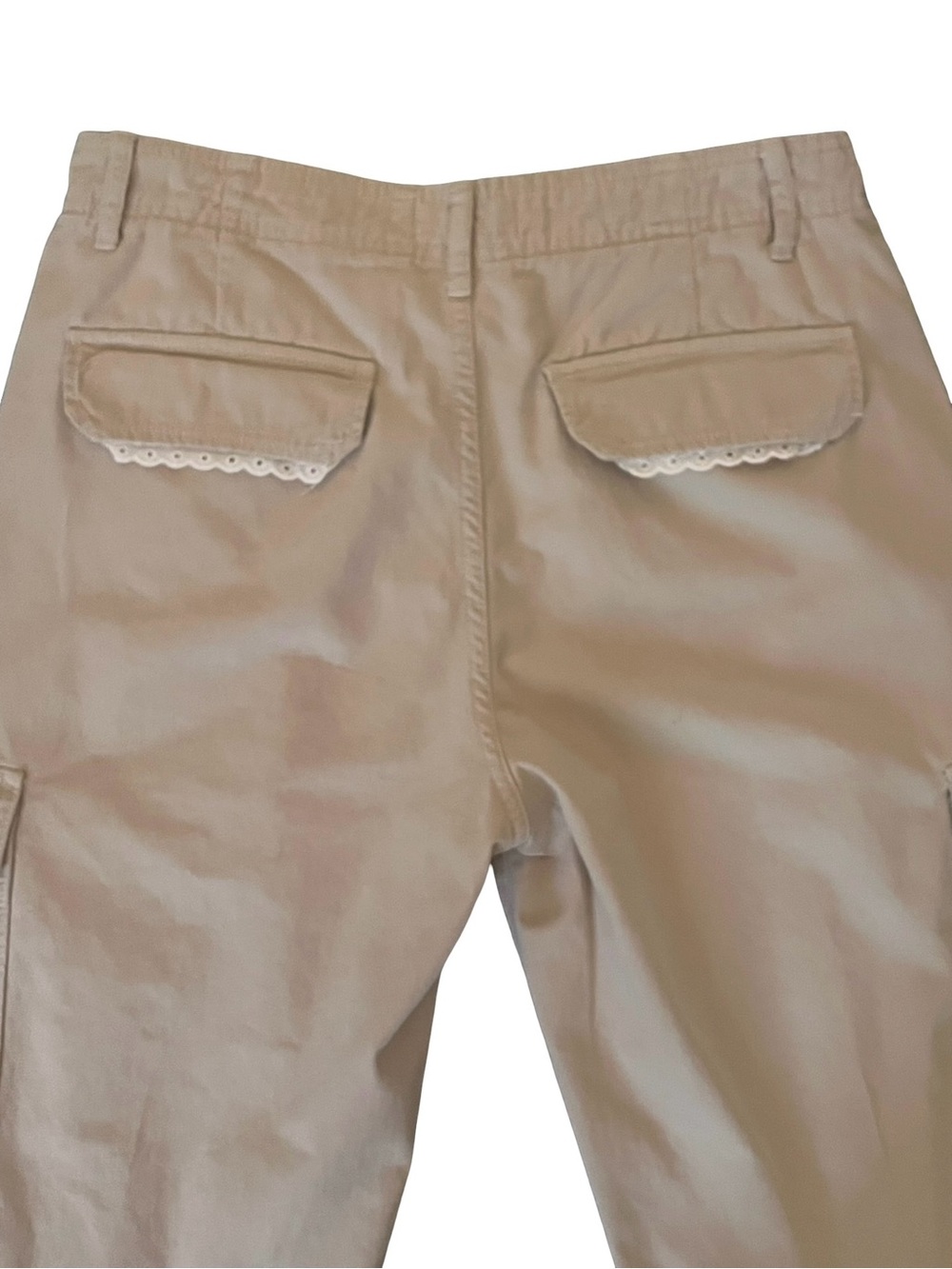 Upcycled with Vintage Lace Zara Beige Wide-Leg Cargo Pants - Picture 3 of 4